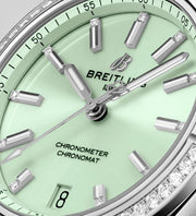  Shop Authentic Breitling Chronomat Automatic 36 Diamonds Green Dial Two Tone Steel Strap Watch for Women - A10380591L1A1 - Luxxuri