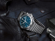  Shop Authentic Breitling Chronomat B01 42 Frecce Tricolori Blue Dial Silver Steel Strap Watch for Men - AB01344A1C1A1 - Luxxuri