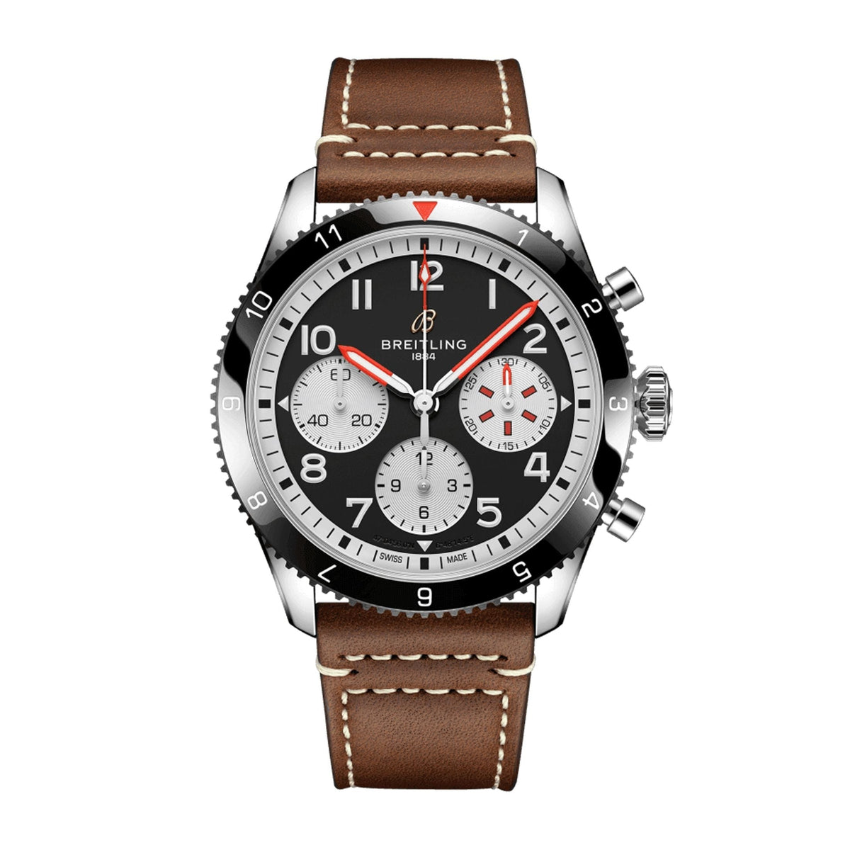  Shop Authentic Breitling Avi Chronograph 42 Mosquito Black Dial Brown Leather Strap Watch for Men - Y233801A1B1X1 - Luxxuri