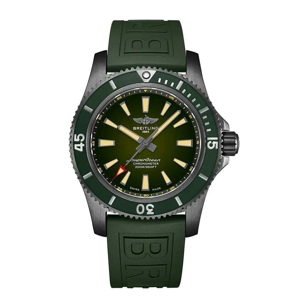  Shop Authentic Breitling Superocean Automatic 46 Green Dial Green Rubber Strap Watch for Men - M173681A1L1S1 - Luxxuri