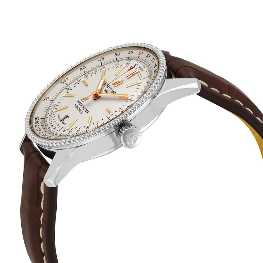  Shop Authentic Breitling Navitimer 1 Automatic 41mm White Dial Brown Leather Strap Mens Watch - A17326211G1P1 - Luxxuri