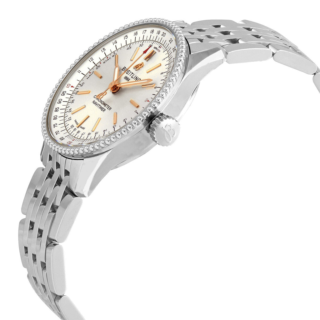  Shop Authentic Breitling Navitimer Automatic 35 White Dial Silver Steel Strap Watch for Men - A17395F41G1A1 - Luxxuri