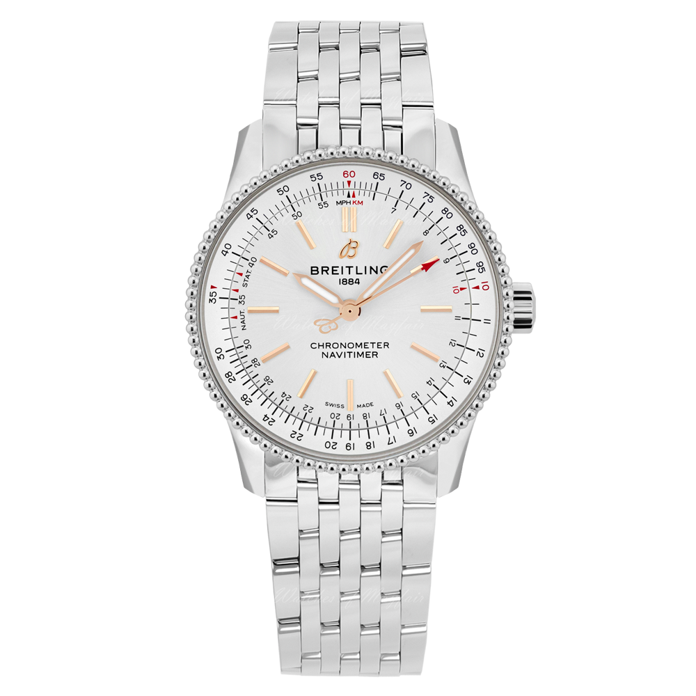  Shop Authentic Breitling Navitimer Automatic 35 White Dial Silver Steel Strap Watch for Men - A17395F41G1A1 - Luxxuri