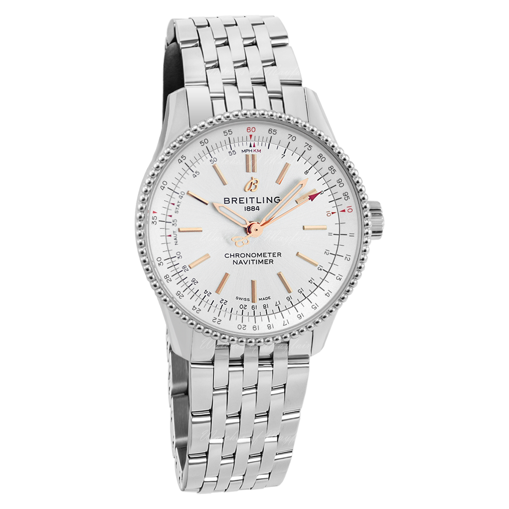  Shop Authentic Breitling Navitimer Automatic 35 White Dial Silver Steel Strap Watch for Men - A17395F41G1A1 - Luxxuri