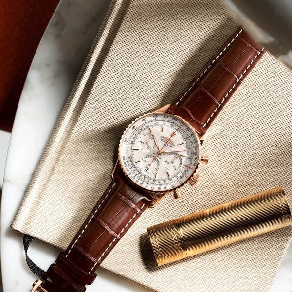  Shop Authentic Breitling Navitimer B01 Chronograph 41 White Dial Brown Leather Strap Watch for Men - AB0139211G1P1 - Luxxuri