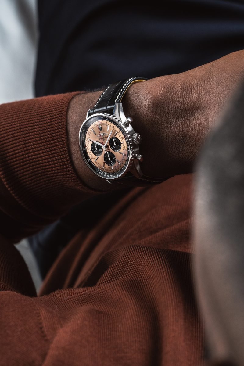  Shop Authentic Breitling Navitimer B01 Chronograph 43 Brown Dial Black Leather Strap Watch for Men - AB0138241K1P1 - Luxxuri