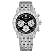  Shop Authentic Breitling Navitimer B01 Chronograph 43 Black Dial Silver Steel Strap Watch for Men - AB0138211B1A1 - Luxxuri