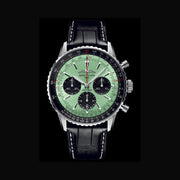  Shop Authentic Breitling Navitimer B01 Chronograph 43 Green Dial Black Leather Strap Watch for Men - AB0138241L1P1 - Luxxuri