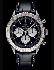  Shop Authentic Breitling Navitimer B01 Chronograph 46 Black Dial Black Leather Strap Watch for Men - AB0137211B1P1 - Luxxuri