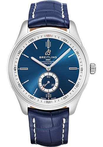  Shop Authentic Breitling Premier Automatic 40mm Blue Dial Blue Leather Strap Mens Watch - A37340351C1P2 - Luxxuri