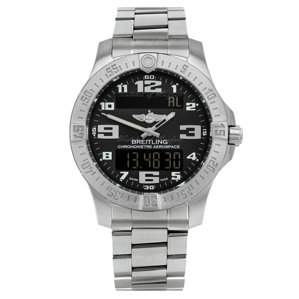  Shop Authentic Breitling Aerospace Evo Black Dial Silver Steel Strap Watch for Men - E79363101B1E1 - Luxxuri