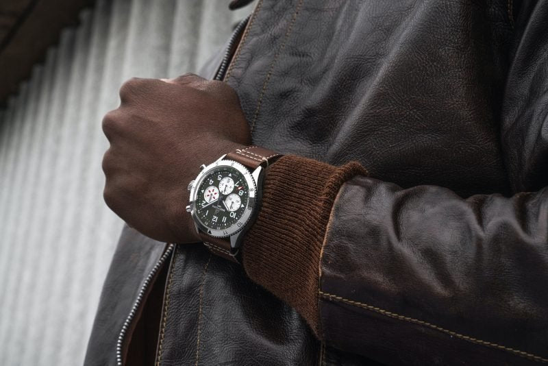  Shop Authentic Breitling Super Avi B04 Chronograph GMT 46 Curtiss Warhawk Green Dial Brown Leather Strap Watch for Men - AB04452A1L1X1 - Luxxuri