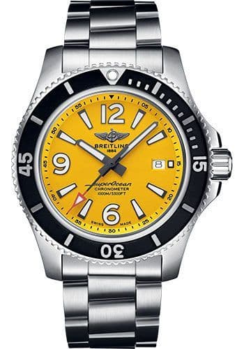  Shop Authentic Breitling Superocean II Automatic 44mm Yellow Dial Silver Steel Strap Watch for Men - A17367021I1A1 - Luxxuri