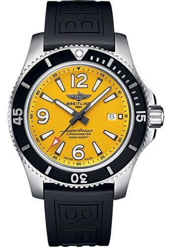  Shop Authentic Breitling Superocean Automatic 44mm Yellow Dial Black Rubber Strap Watch for Men - A17367021I1S1 - Luxxuri