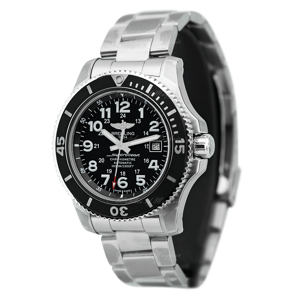  Shop Authentic Breitling Superocean II 44mm Black Dial Black Steel Strap Watch for Men - A17392D71B1A1 - Luxxuri