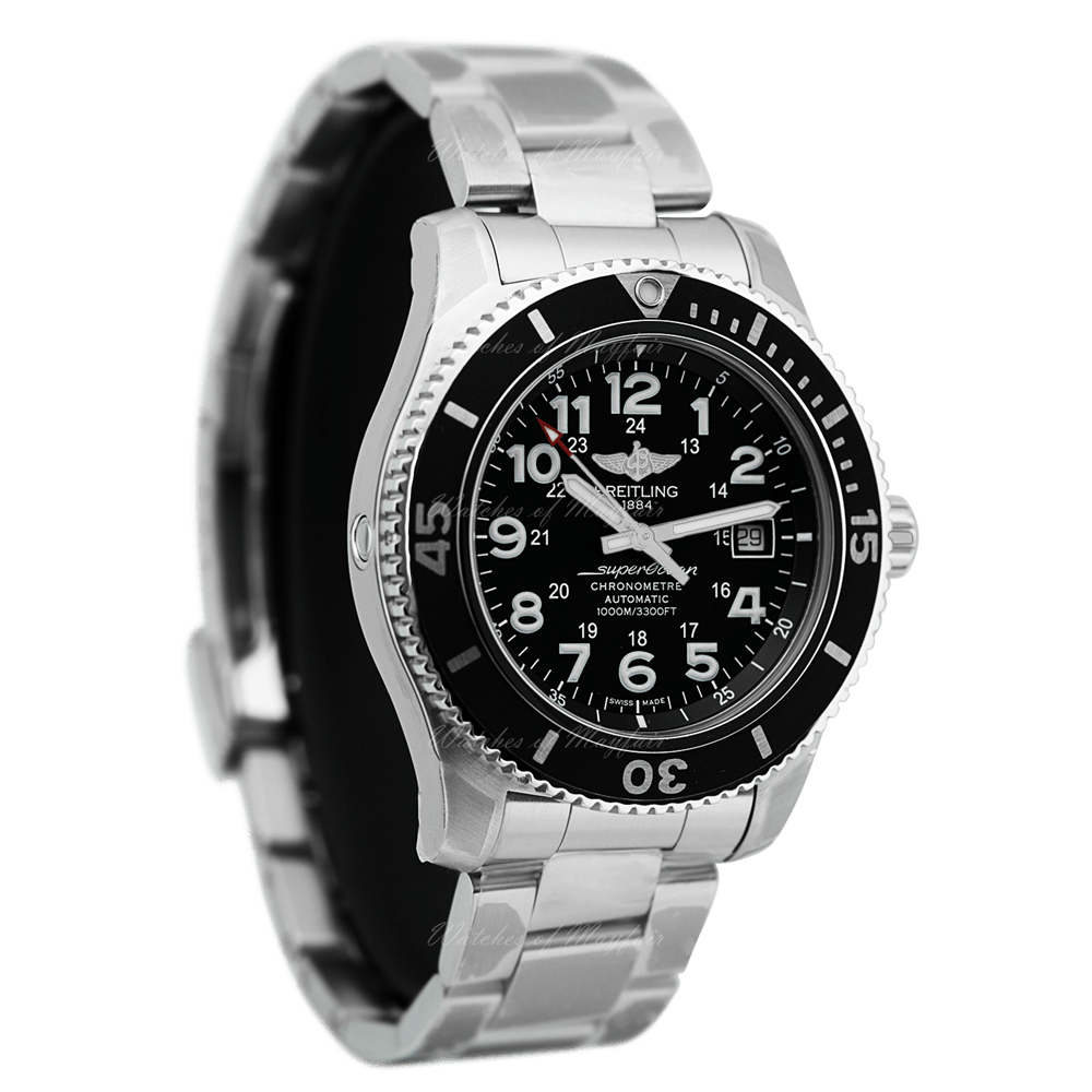  Shop Authentic Breitling Superocean II 44mm Black Dial Black Steel Strap Watch for Men - A17392D71B1A1 - Luxxuri