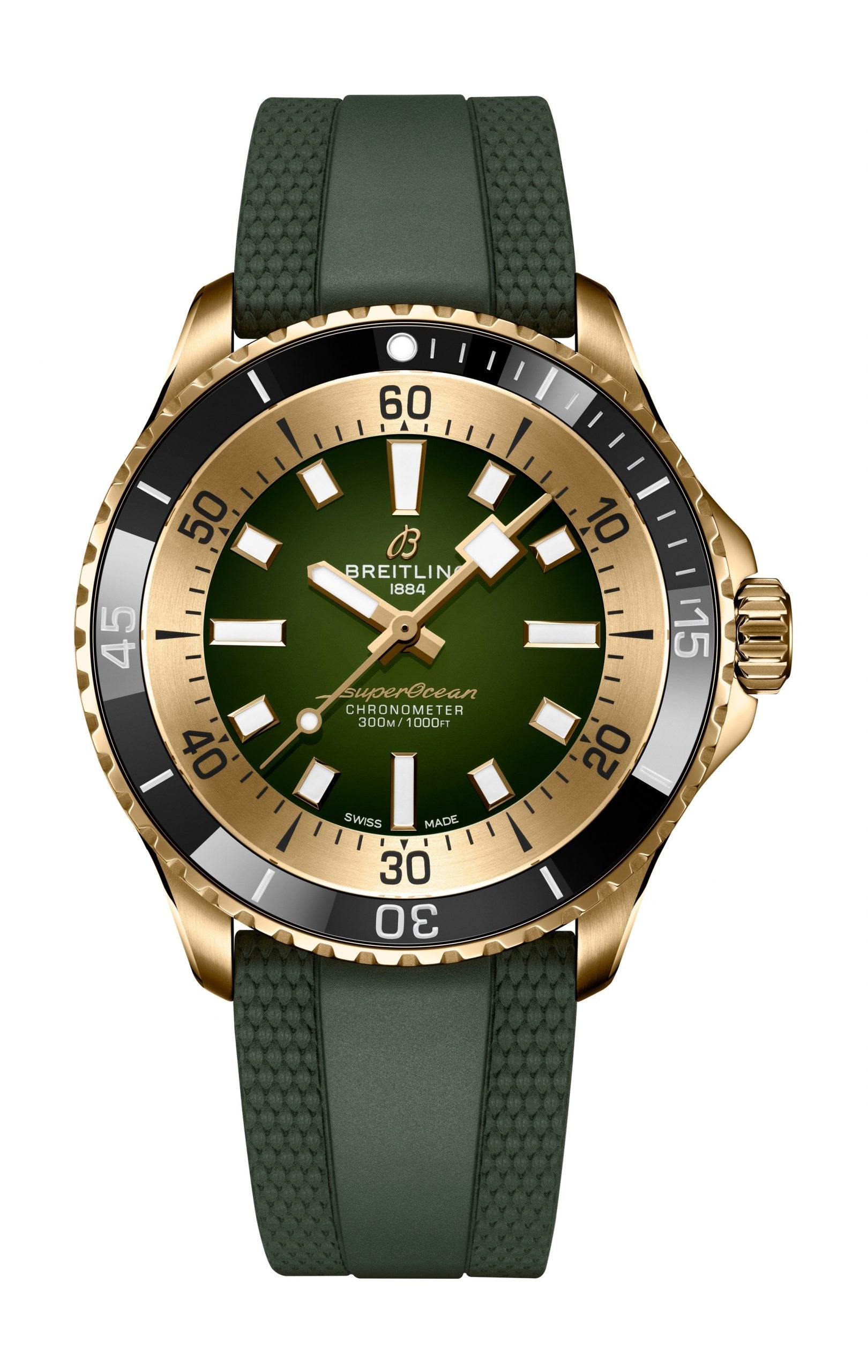  Shop Authentic Breitling Superocean Automatic 42 Green Dial Green Rubber Strap Watch for Men - N17375201L1S1 - Luxxuri