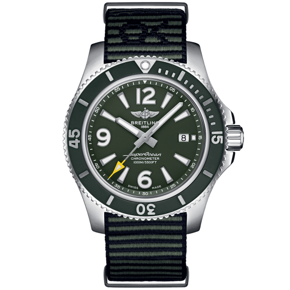  Shop Authentic Breitling Superocean Automatic 44mm Outerknown Green Dial Green Nylon Strap Watch for Men - A17367A11L1W1 - Luxxuri