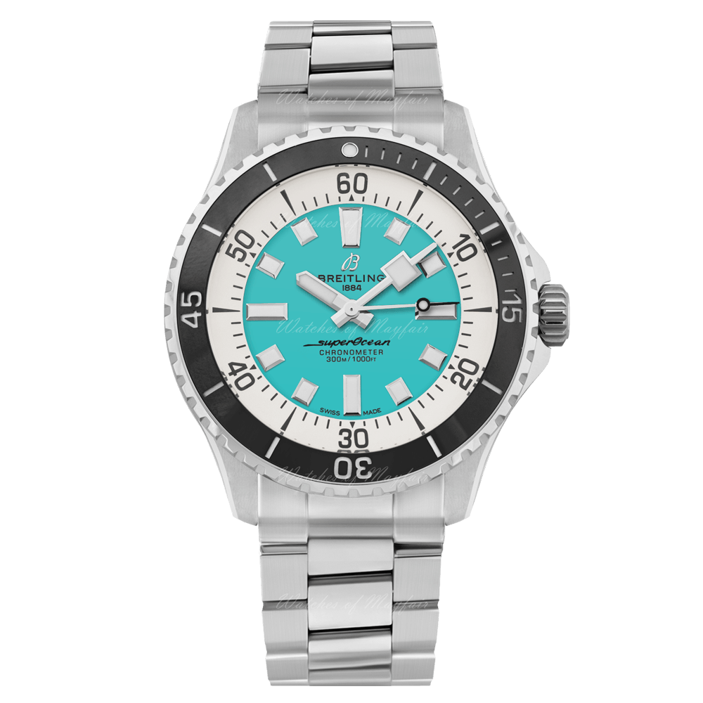  Shop Authentic Breitling Superocean Automatic 44mm Turquoise Dial Silver Steel Strap Watch for Men - A17376211L2A1 - Luxxuri