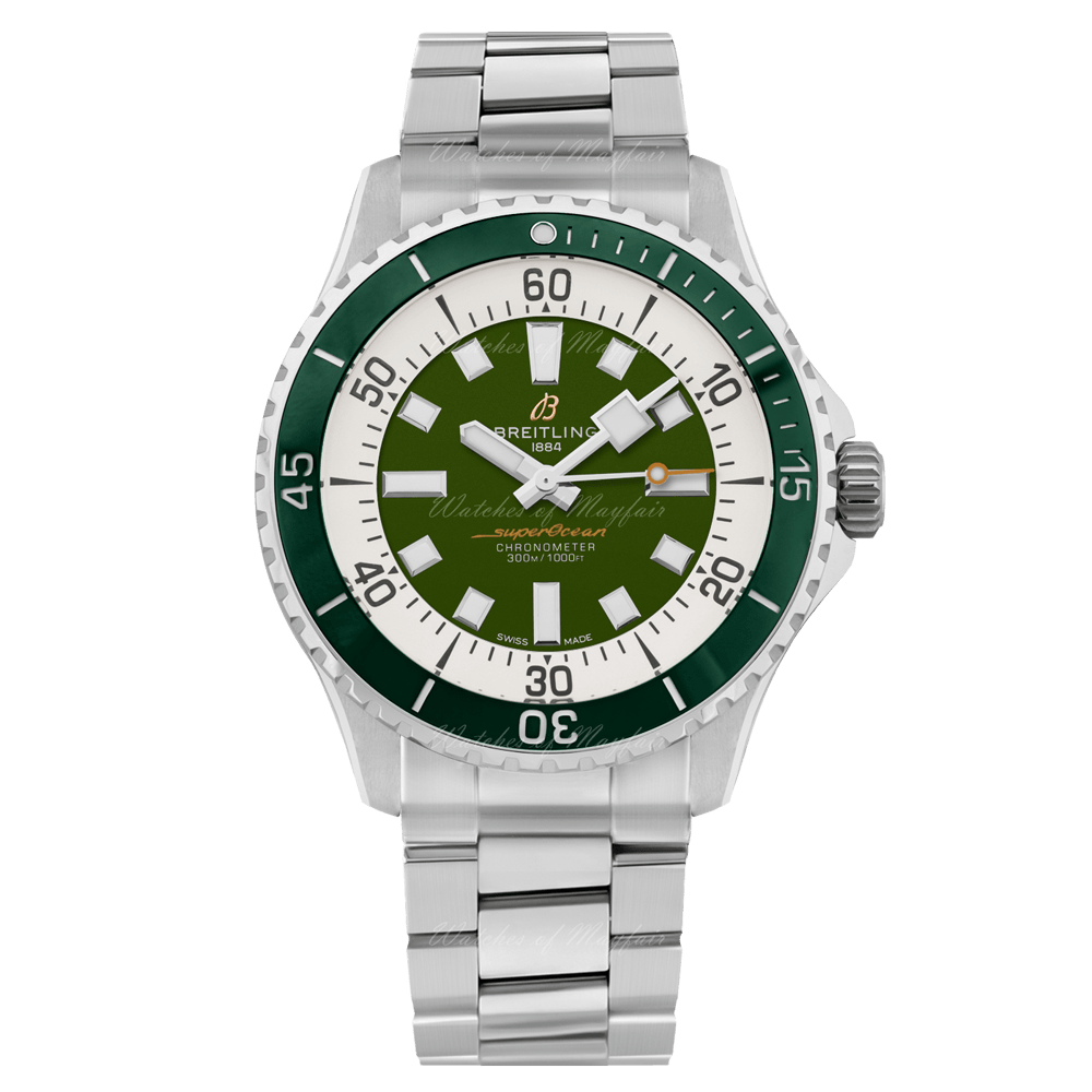  Shop Authentic Breitling Superocean Automatic 44mm Navy Green Dial Green Rubber Strap Watch for Men - A17376A31L1A1 - Luxxuri