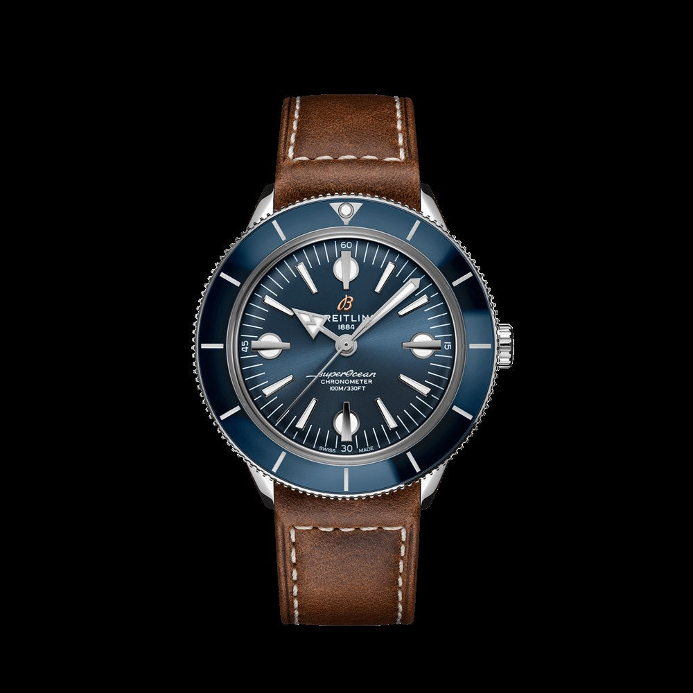 Shop Authentic Breitling Superocean Heritage '57 Blue Dial Brown Leather Strap Watch for Men - A10370161C1X1 - Luxxuri