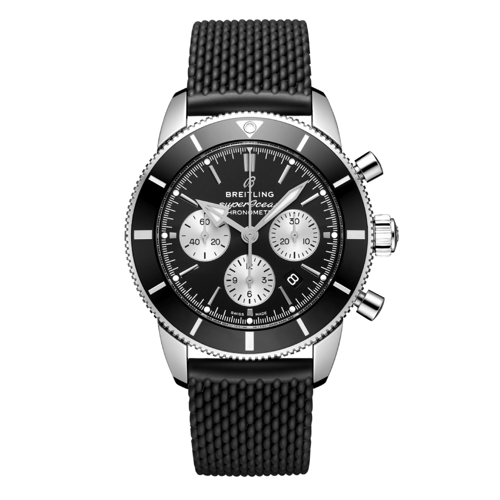  Shop Authentic Breitling Superocean Heritage B01 Chronograph 44 Black Dial Black Mesh Bracelet Watch for Men - AB0162121B1S1 - Luxxuri