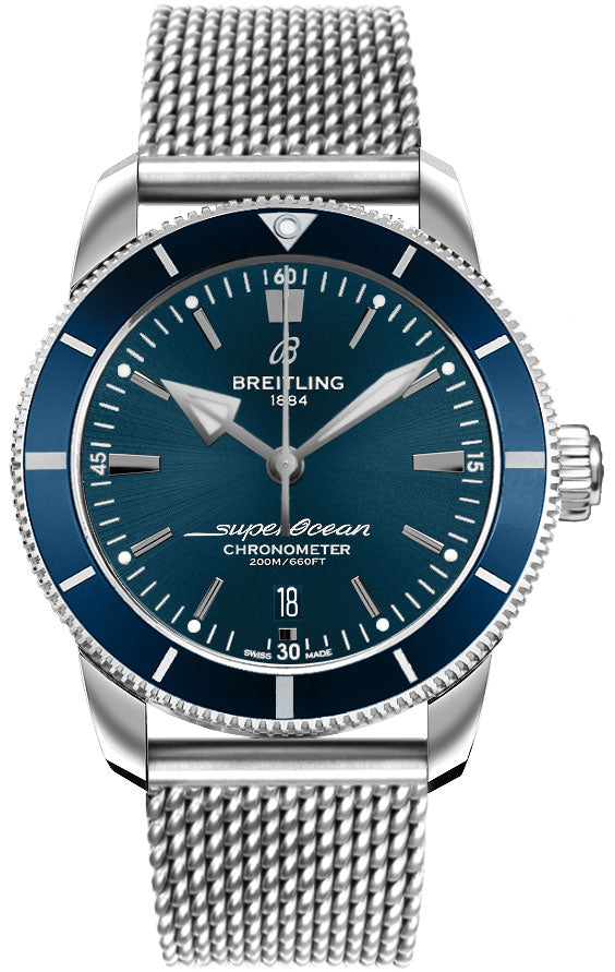  Shop Authentic Breitling Superocean Heritage B20 Automatic 44 Blue Dial Silver Mesh Bracelet Watch for Men - AB2030161C1A1 - Luxxuri