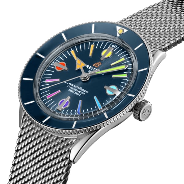  Shop Authentic Breitling Superocean Heritage '57 Special Edition II Blue Dial Silver Mesh Bracelet Watch for Men - A103702A1C1A1 - Luxxuri