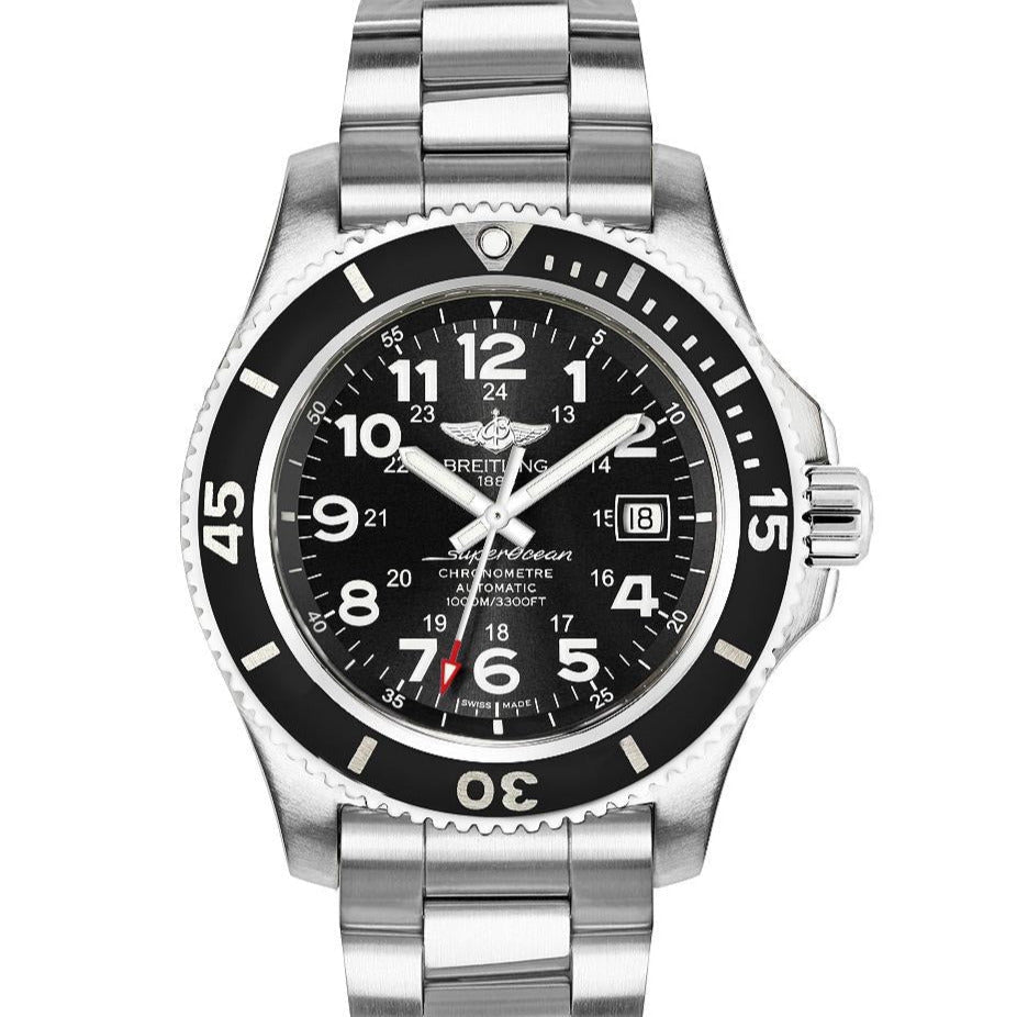  Shop Authentic Breitling Superocean II 44mm Black Dial Black Steel Strap Watch for Men - A17392D71B1A1 - Luxxuri