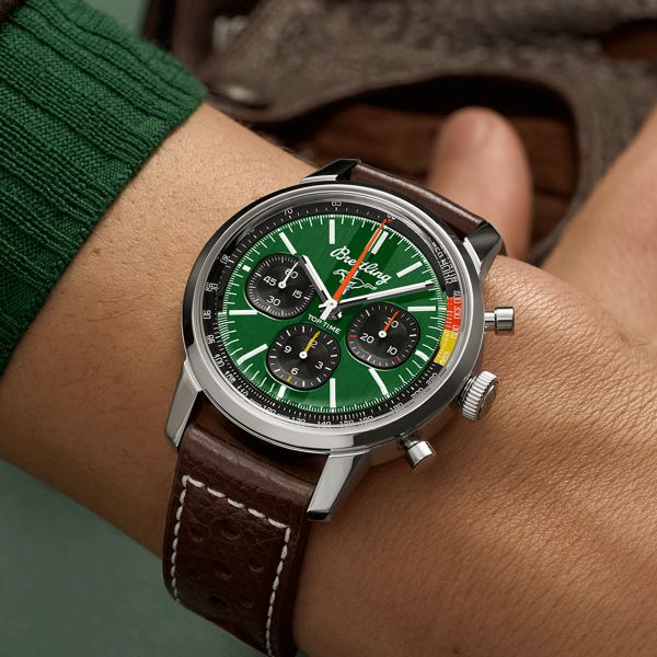  Shop Authentic Breitling Top Time B01 Ford Mustang Green Dial Brown Leather Strap Watch for Men - AB01762A1L1X1 - Luxxuri