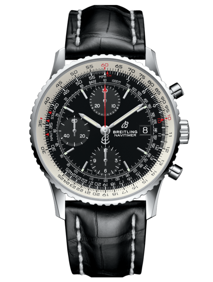  Shop Authentic Breitling Navitimer 1 Chronograph 41mm Automatic Black Dial Black Leather Strap Mens Watch - A13324121B1P1 - Luxxuri