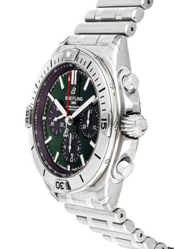  Shop Authentic Breitling Chronomat B01 42mm Green Dial Silver Steel Strap Watch for Men - AB01343A1L1A1 - Luxxuri