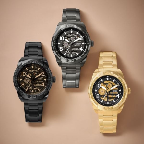  Shop Authentic Fossil Bronson Automatic Skeleton Black Dial Black Steel Strap Watch for Men - ME3256 - Luxxuri