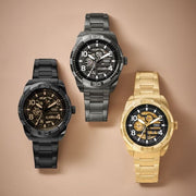  Shop Authentic Fossil Bronson Automatic Skeleton Black Dial Grey Steel Strap Watch for Men - ME3255 - Luxxuri