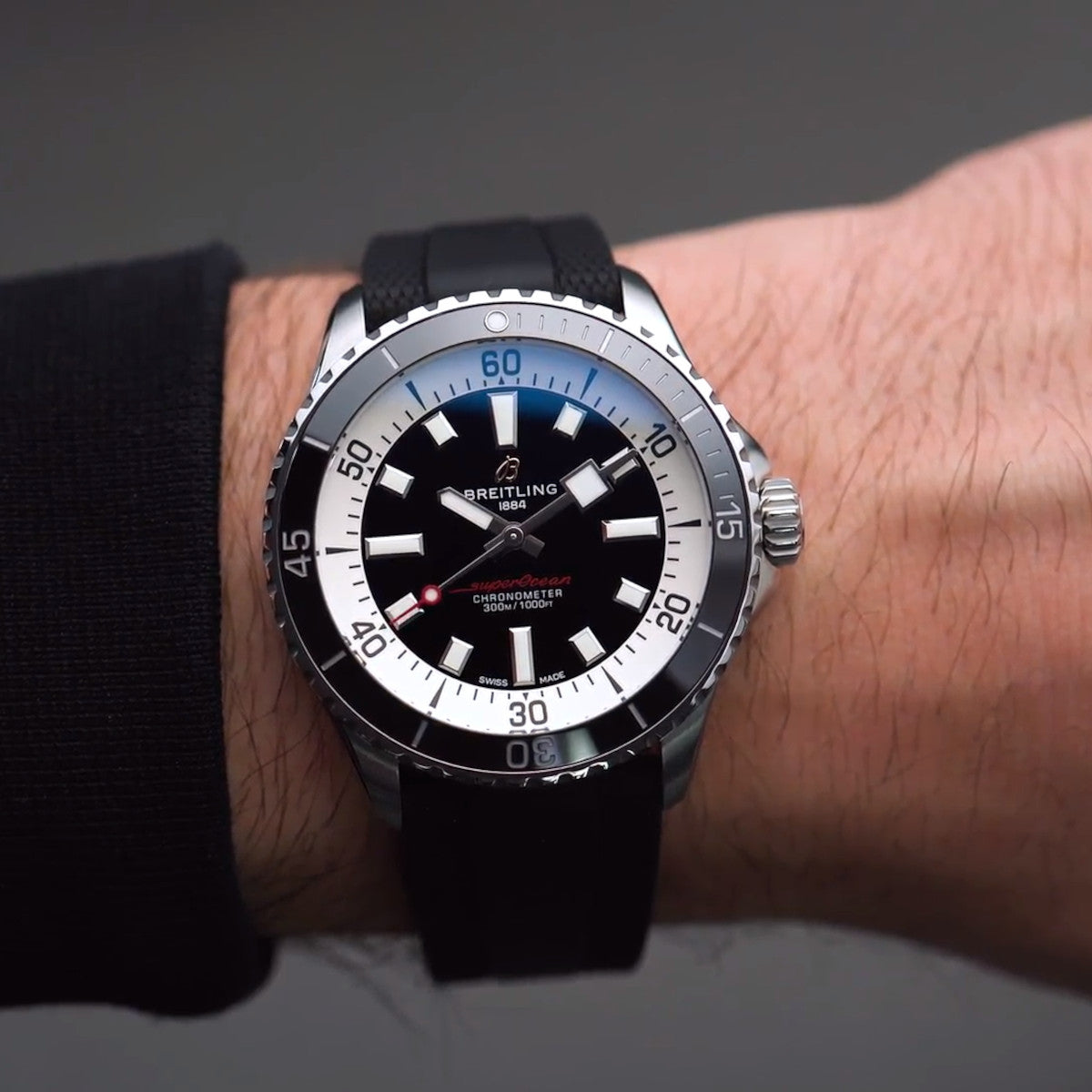  Shop Authentic Breitling Superocean Automatic 42 Black Dial Black Rubber Strap Watch for Men - A17375211B1S1 - Luxxuri