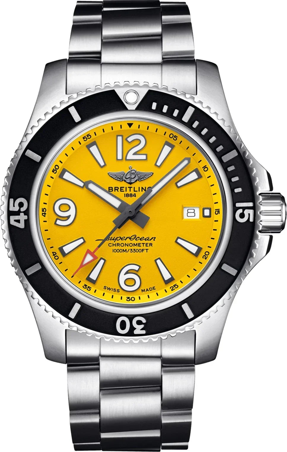  Shop Authentic Breitling Superocean Automatic 44mm Yellow Dial Silver Steel Strap Watch for Men - A17375211/1A1 - Luxxuri