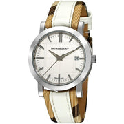  Shop Authentic Burberry The City White Dial White Leather Strap Watch for Women - BU9015 - Luxxuri