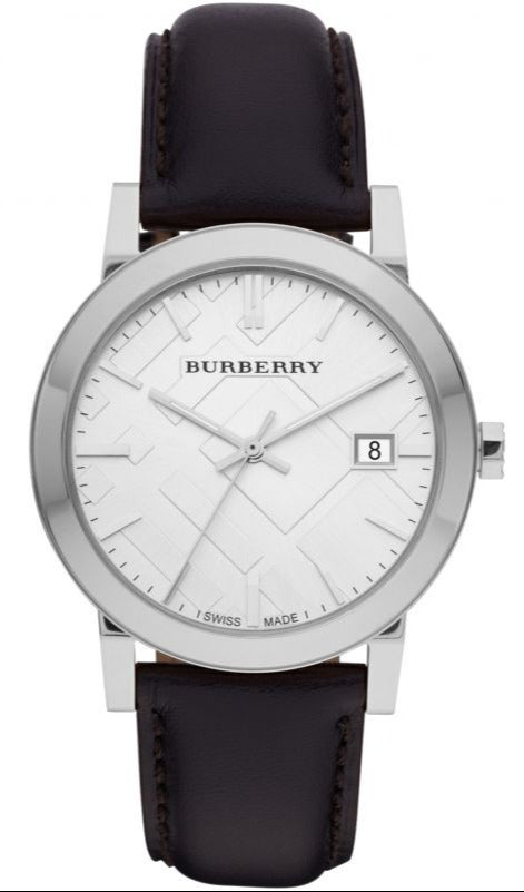  Shop Authentic Burberry The City White Dial Black Leather Strap Watch for Men - BU9008 - Luxxuri