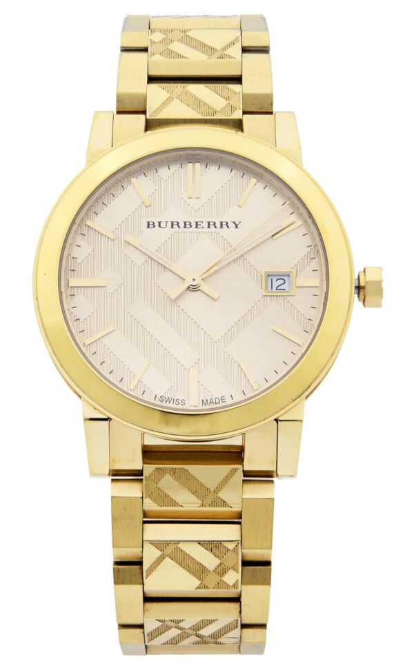  Shop Authentic Burberry The City Gold Dial Gold Steel Strap Watch for Men - BU9038 - Luxxuri