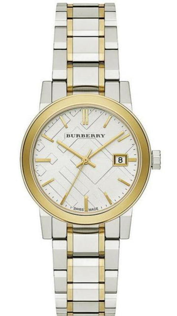  Shop Authentic Burberry The City White Dial Two Tone Steel Strap Watch for Women - BU9115 - Luxxuri