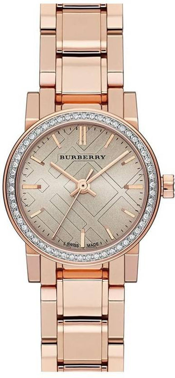 Shop Authentic Burberry The City Diamonds Rose Dial Rose Gold Steel Strap Watch for Women - BU9225 - Luxxuri