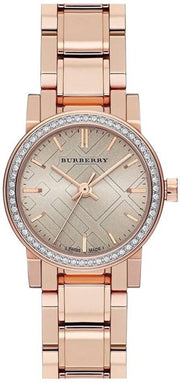  Shop Authentic Burberry The City Diamonds Rose Dial Rose Gold Steel Strap Watch for Women - BU9225 - Luxxuri