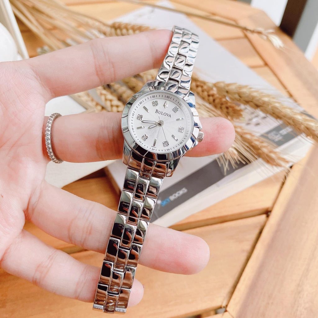  Shop Authentic Bulova Classic Diamonds Silver Dial Silver Steel Strap Watch for Women - 96P121 - Luxxuri