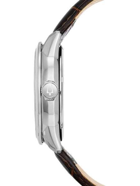  Shop Authentic Bulova Classic Skeleton Automatic Brown Dial Brown Leather Strap Watch for Men - 96A120 - Luxxuri