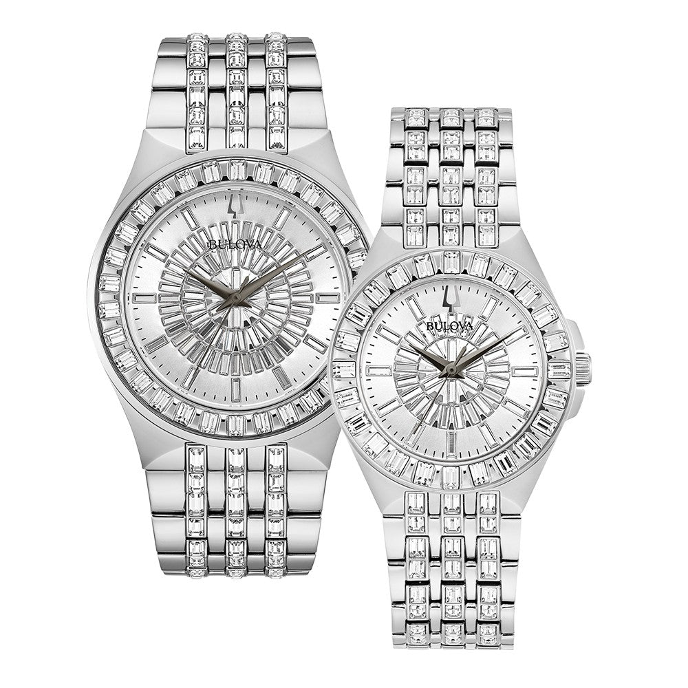  Shop Authentic Bulova Phantom Crystal Silver Dial Silver Steel Strap Watch for Men - 96A236 - Luxxuri