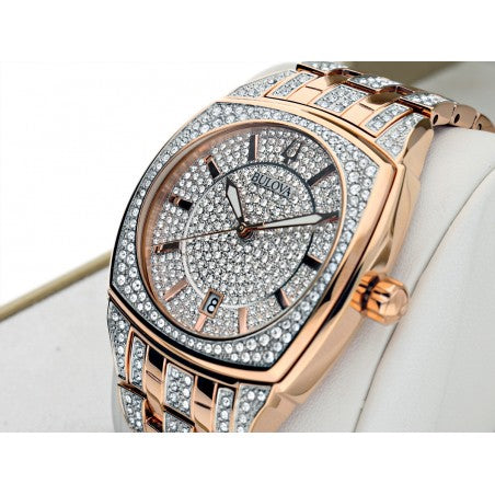  Shop Authentic Bulova Phantom Crystal Silver Dial Two Tone Steel Strap Watch for Men - 98B324 - Luxxuri