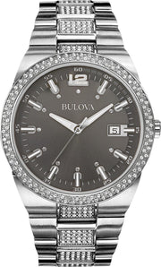  Shop Authentic Bulova Crystal Collection Brown Dial Silver Steel Strap Watch for Men - 96B221 - Luxxuri