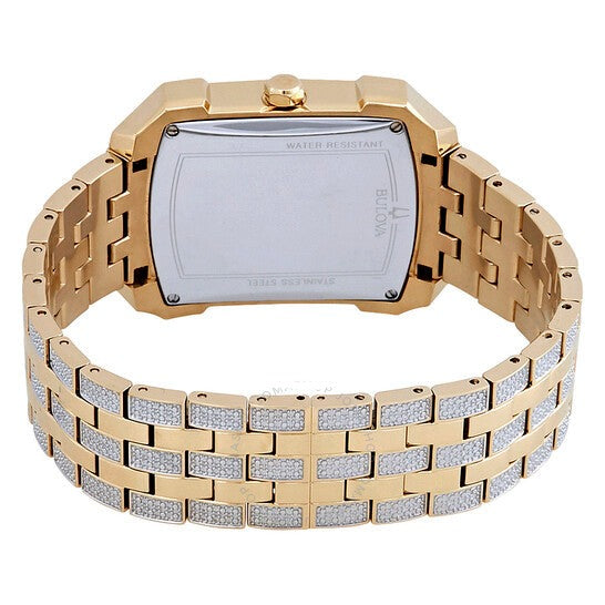  Shop Authentic Bulova Crystal Chronograph White Dial Two Tone Steel Strap Watch for Men - 98C109 - Luxxuri