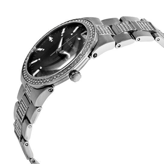  Shop Authentic Bulova Crystal Collection Brown Dial Silver Steel Strap Watch for Men - 96B221 - Luxxuri