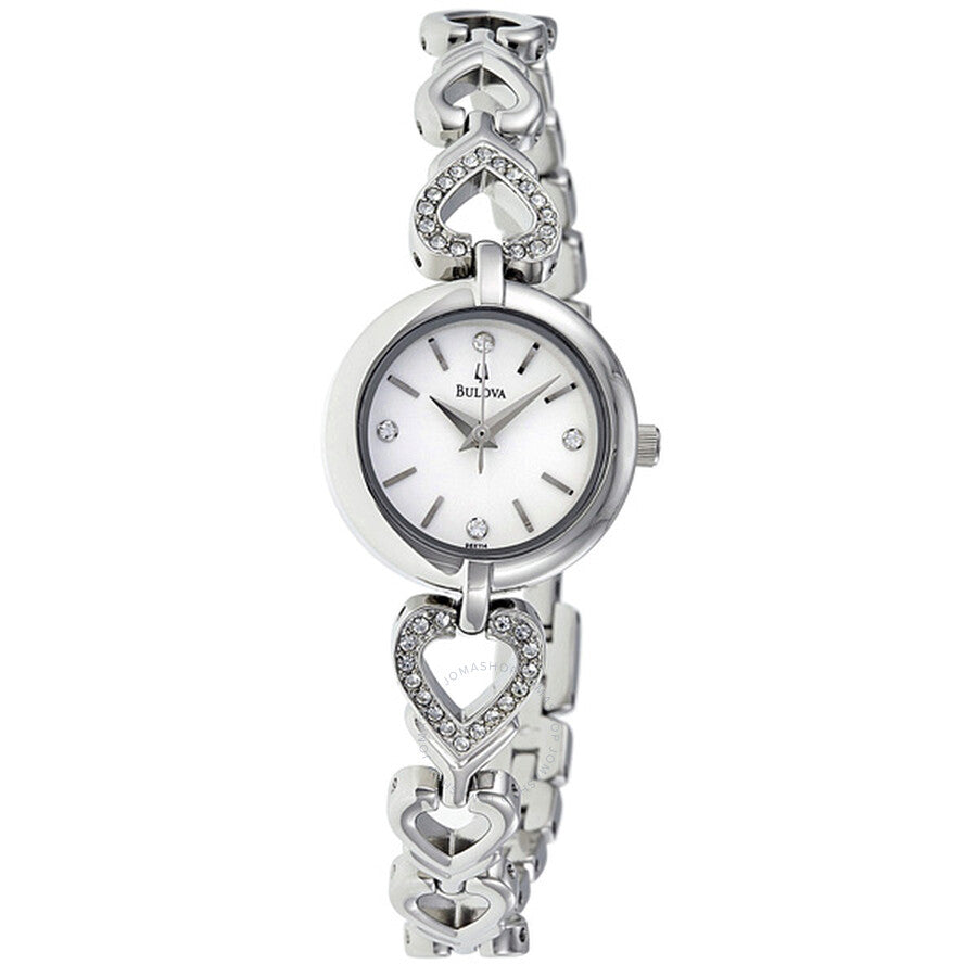  Shop Authentic Bulova Crystals White Dial Silver Steel Strap Watch for Women - 96X114 - Luxxuri